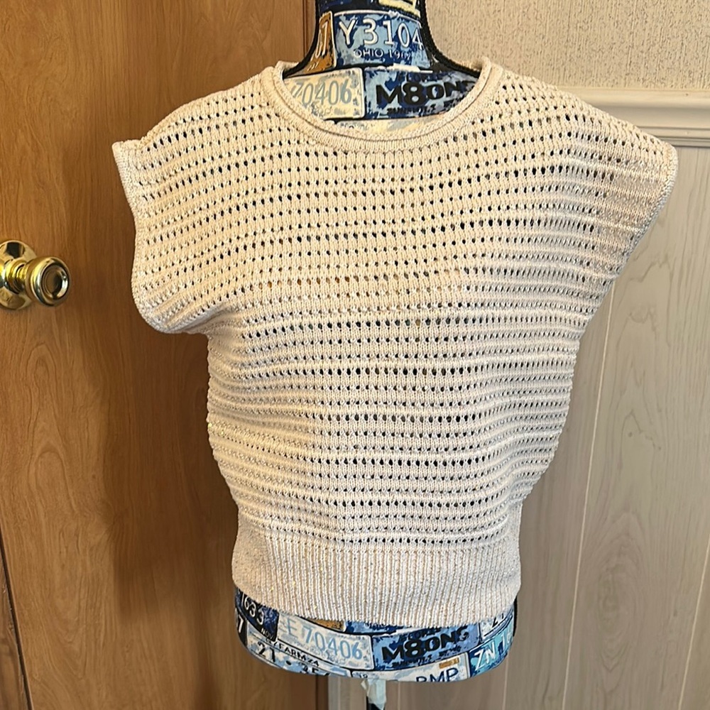 Cream Knit Sleeveless Top